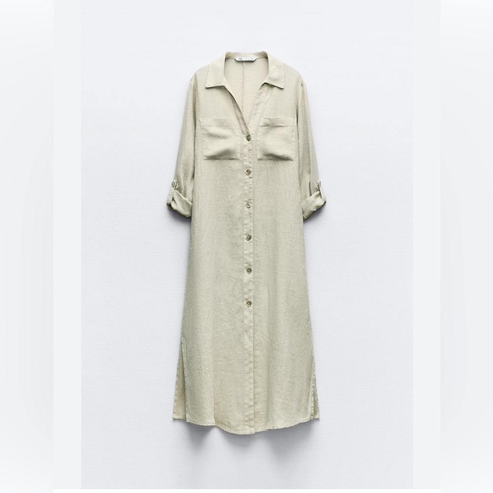 NWOT ZARA TUNIC LINEN DRESS SIZE S OVERSIZED - Picture 6 of 17